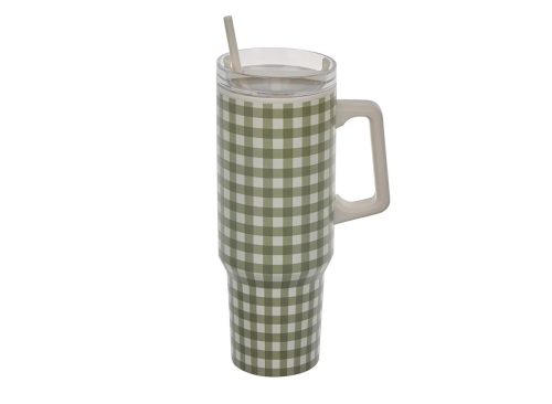 Holly Williams Fall Checkered Tumbler with Straw 40 fl oz