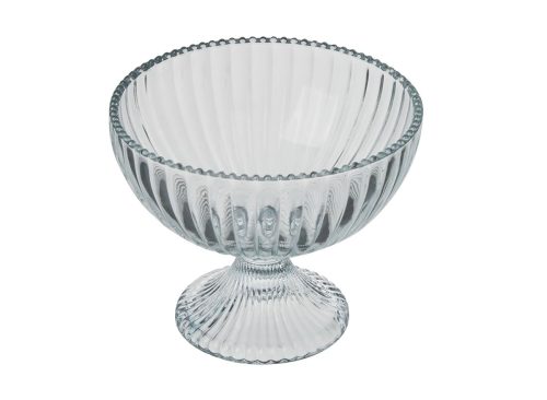 Holly Williams Glass Ribbed Pedestal Candy Bowl with Beaded Rim