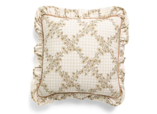 INDIGO FABLES 16x16 Daisy Gingham Plaid Ruffle Pillow