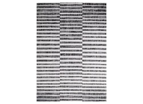JONATHAN Y Sukie Modern Offset Stripe Black/Ivory 8 ft. x 10 ft. Indoor/Outdoor Area Rug, Non-Shedding, Easy-Clean