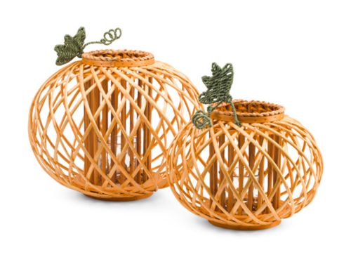 KALALOU 2pc Willow Pumpkin Lanterns Set