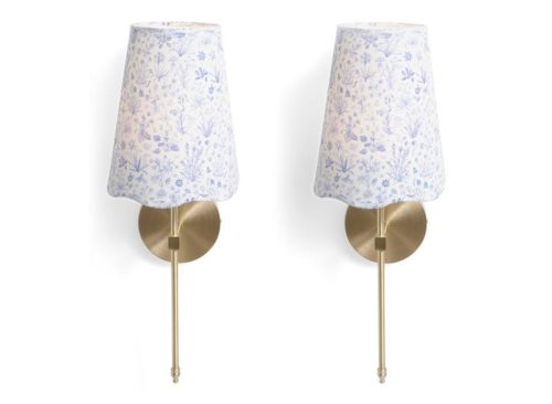 KARMA HOME 2pk 20in Rechargeable Floral Shade Metal Wall Sconce