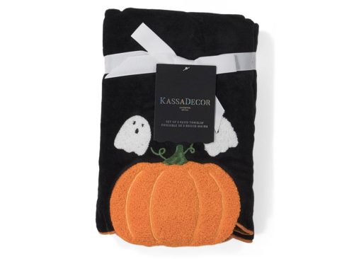 KASSATEX Set Of 2 Pumpkin Ghost Hand Towels