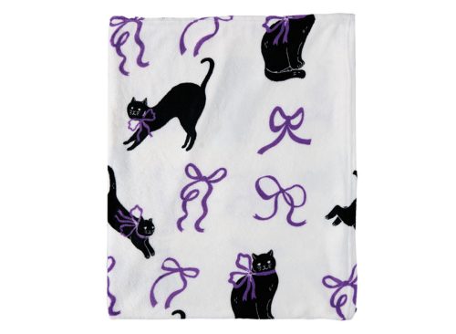 Kirkton House Black Cats and Bows Pastel Halloween Throw