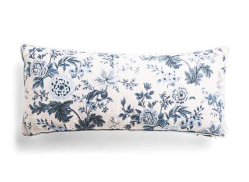 LAURA ASHLEY 14x30 Floral Embroidery Extra Long Lumbar Pillow
