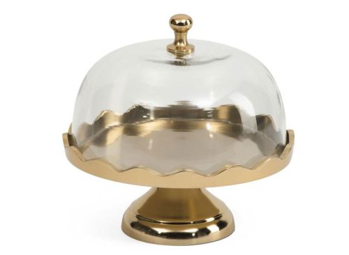 LUX HABITAT 8x8 Gold Tone Scalloped Serving Dish