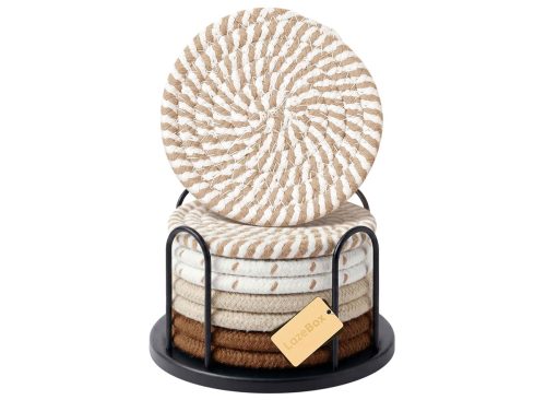  Lazebox Coasters Set of 8 for Drinks, 4 Inch Large Coasters for Coffee Table