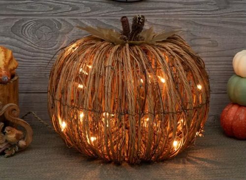 Light Up Rattan Pumpkin