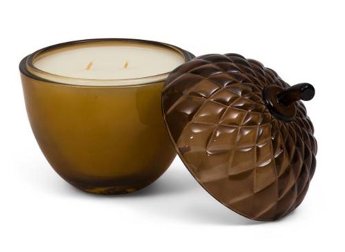 MARTHA STEWART 9.2oz Spray Color Figural Glass Acorn Lid Candle