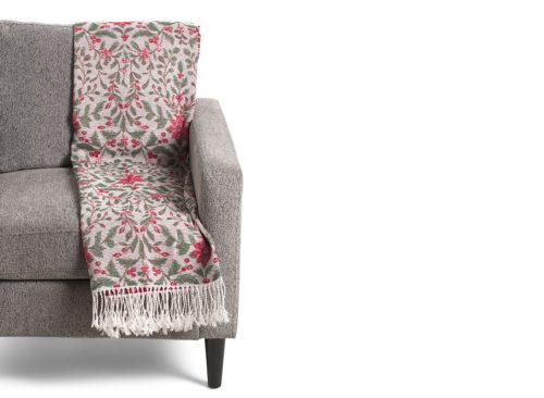 MARTHA STEWART Poinsettia Floral Woven Throw