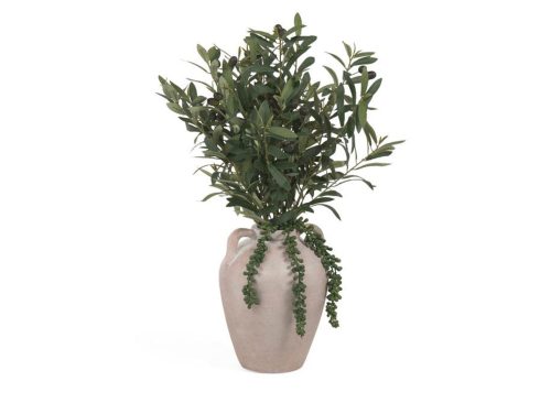 MODERN HOME COLLECTION 30in Olive Leaves Berry With String Of Pearls In Magnesium Pot