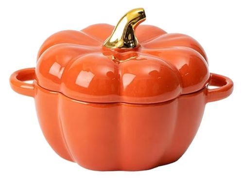 MOQIN Ceramic Pumpkin Soup Bowls with Lid Oven-Safe Mini Dutch Oven Set