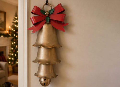 Metal Bells with Bow Hanging