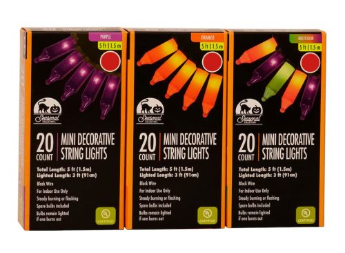 Mini Orange Halloween Lights, 5-ft. Strands