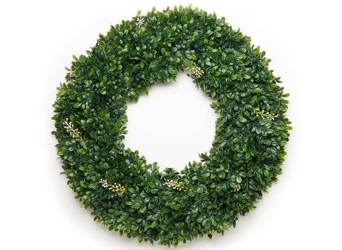Naturae Decor 23-in Green Indoor/Outdoor Hanging Boxwood Artificial Wreath