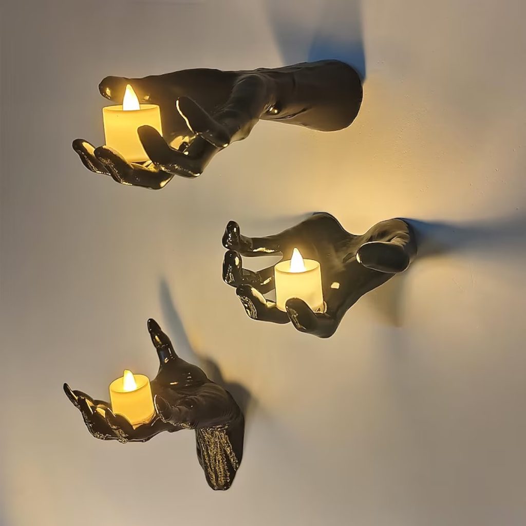 OGETFUUR 3-Pack Creepy Reaching Hands Black Wall Decorations