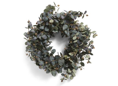 OLIVE & THYME 24in Faux Eucalyptus And Sedum Wreath