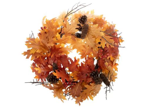 Orange Oak Leaf & Pinecone Wreath