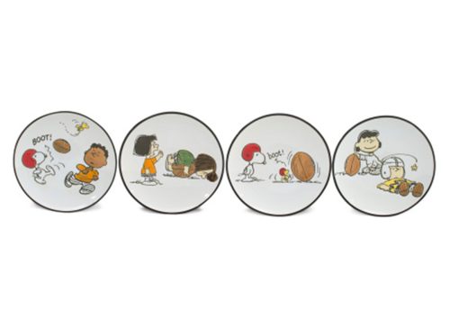 PEANUTS Set Of 4 Football Game Day Appetizer Plates