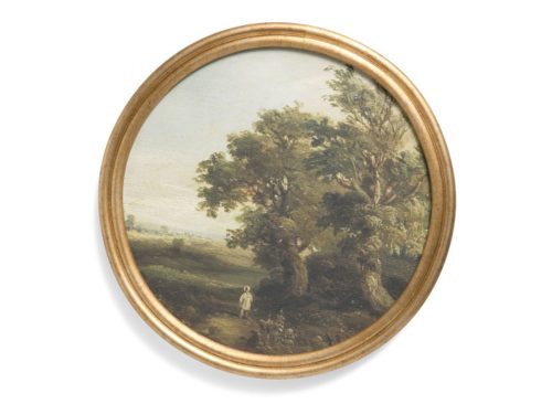 PETAL LANE 12x12 Oak Tree On A Country Lane Round Frame Wall Art