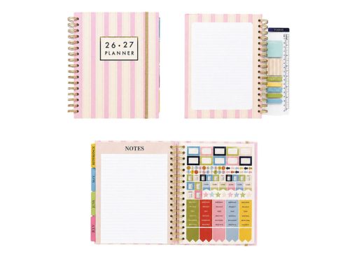 Pembrook 3pk Notebook or Ac, Planner, Pink Stripe
