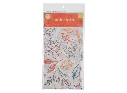 Perfect Harvest Halloween Vinyl Leaves Print Tablecloth