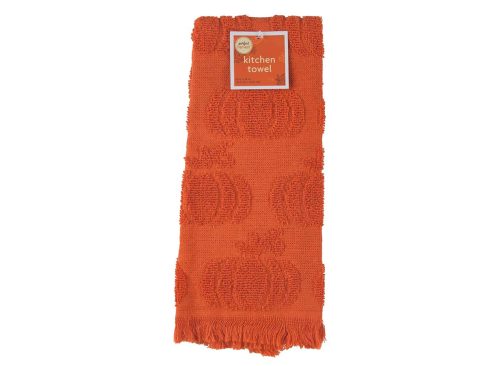Perfect Harvest Rectangular Jacquard Pumpkin Kitchen Towel,