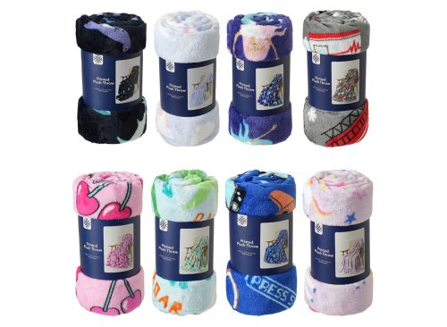 Printed Plush Throw, Assorted Designs