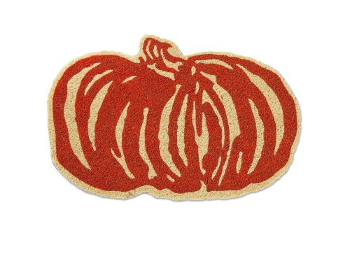 Pumpkin Shaped Coir Door Mat for Thanksgiving Natural Coir Doormat in Orange 26 x 17 x 1 Inches