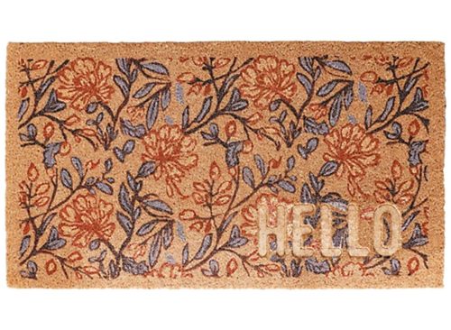 Red Shed Hello Floral Coir Door Mat, 18 x 32 in.