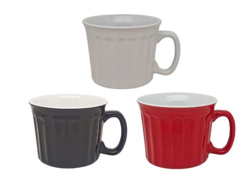 Red and White Jumbo Flared Ceramic Mugs