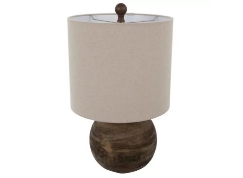 Round Wood Look Table Lamp