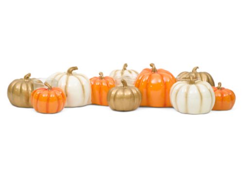 SHABBY CHIC Pumpkins Tealight Candle Holder Centerpiece