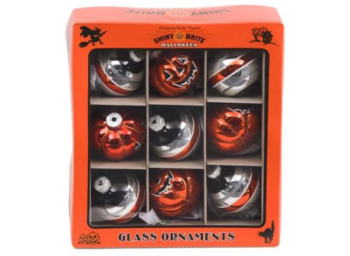 SHINY BRITE 9ct Halloween Rounds And Figures Ornaments