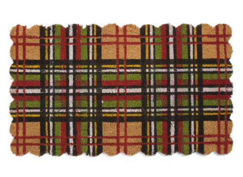 STUDIO BELLE 20x34 Plaid Scalloped Coir Doormat