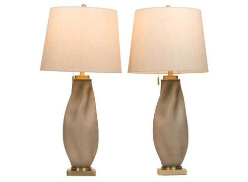 STYLECRAFT Set Of 2 36in Milk Glass And Steel Table Lamps With Pull Chains