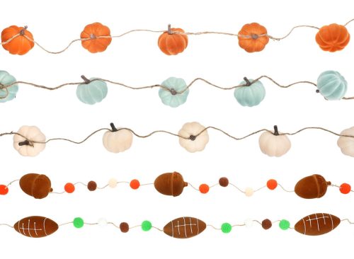 Seasonal Collection 6-Feet Harvest-themed Flock Garland, Assorted Designs