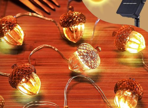 Solar Fall Acorn String Lights 40 LED 14ft Waterproof Outdoor Fairy Lights for Garden Fence Patio Thanksgiving and Christmas Decor