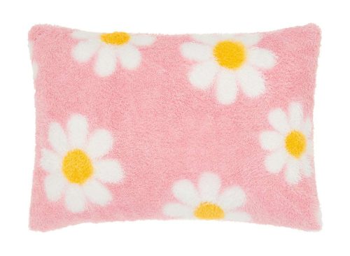 Summer Pink Floral Print Cozy Knit Pillow