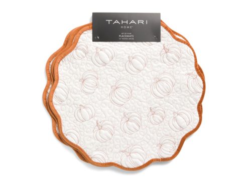 TAHARI HOME 4pk Scalloped Pumpkin Placemats