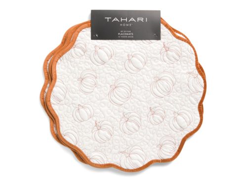 TAHARI HOME 4pk Scalloped Pumpkin Placemats