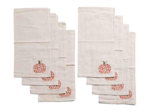 TAHARI HOME 8pk Pumpkin Embroidered Napkins