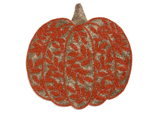 TAHARI HOME Figural Pumpkin Leaves Beaded Placemat