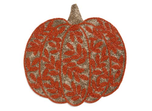 TAHARI HOME Figural Pumpkin Leaves Beaded Placemat