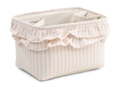 TAYLOR MADISON 13.5x9.25x10 Striped Ruffle Soft Tote Basket