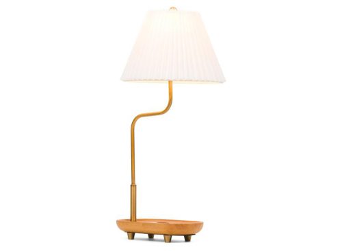 THOMASVILLE 26in Phone Charging Base Metal Lamp With Pleated Shade