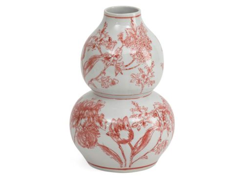 THREE HANDS 6.25x10in Floral Ceramic Vase