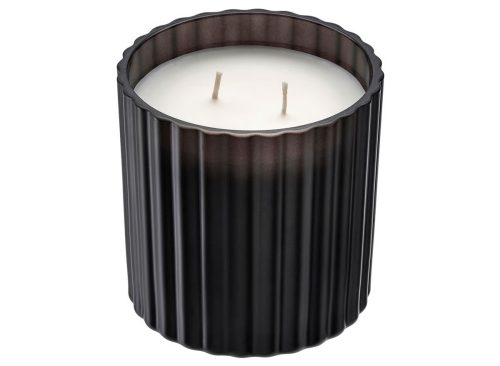 TOFSTÄRNA Scented candle in glass 2 wicks Sandalwood and patchouli black