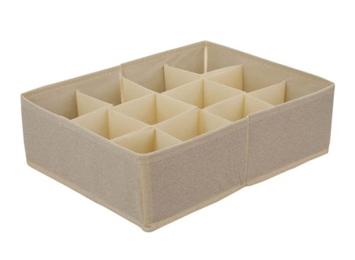 Tan Rectangular Fabric Adjustable Drawer Organizer