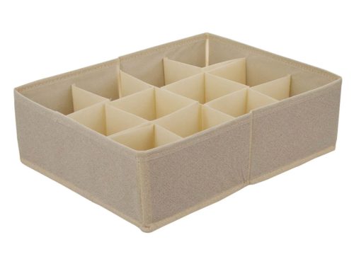 Tan Rectangular Fabric Adjustable Drawer Organizer